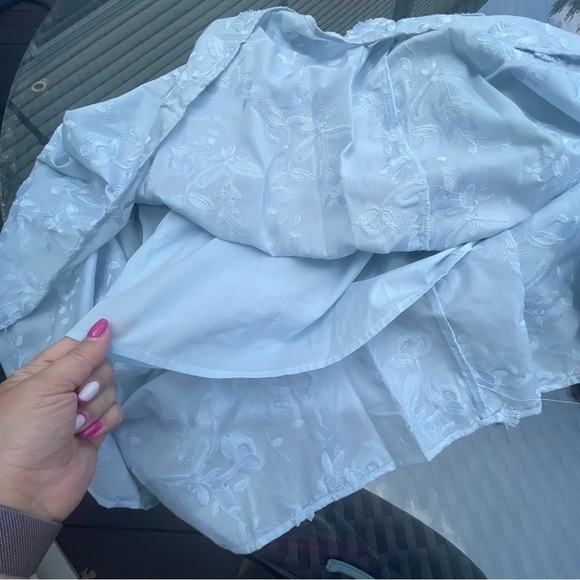 MARCHESA Notte Dress Floral Cotton embroidered maxi Blue - Dust Color Sz 6 - Picture 15 of 17